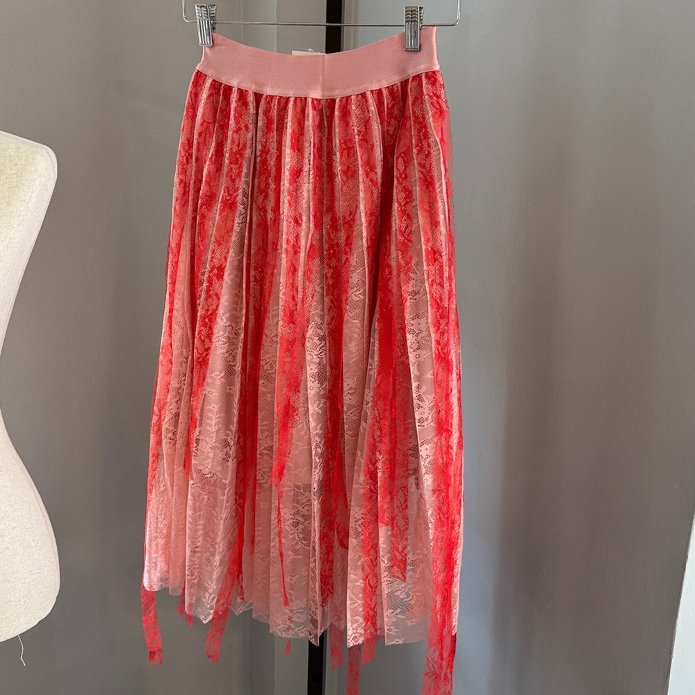 PINKO Nervoso lace skirt tulle boho pink red small - Picture 10 of 12